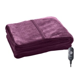 Sunbeam Microplush Heated Throw with Foot Pocket in Winter Bloom