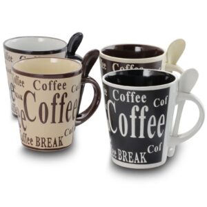 Gibson Bareggio 8pc Coffee with Spoon Set , 4 Designs (Mr. Coffee)