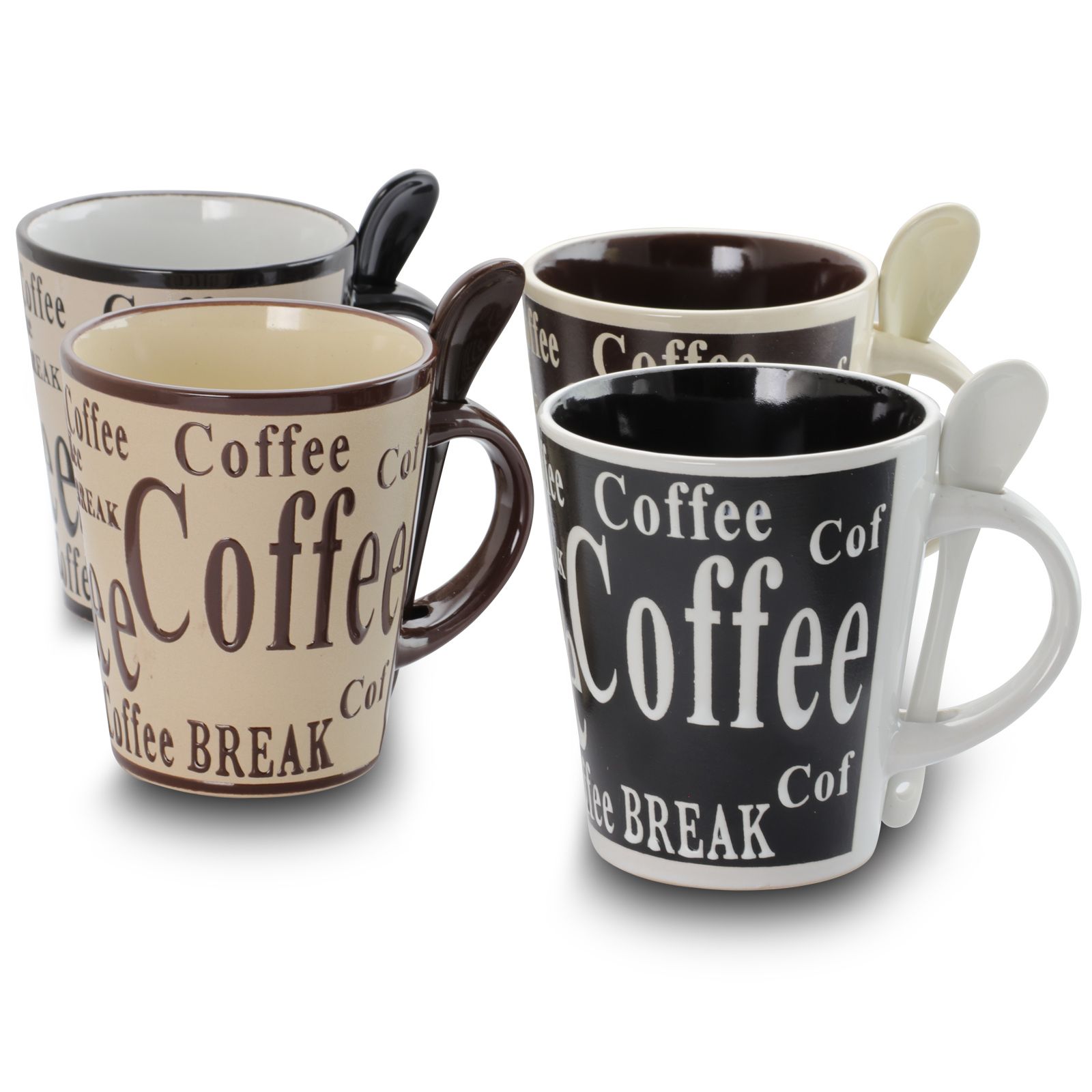 Gibson Bareggio 8pc Coffee with Spoon Set , 4 Designs (Mr. Coffee)