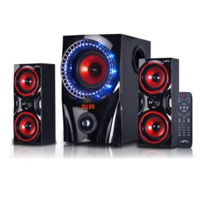 beFree Sound 2.1 Channel Bluetooth Surround Sound Speaker System in Red