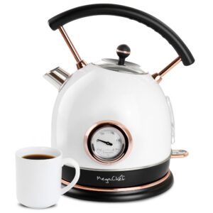 MegaChef 1.8 Liter Half Circle Electric Tea Kettle with Thermostat in White