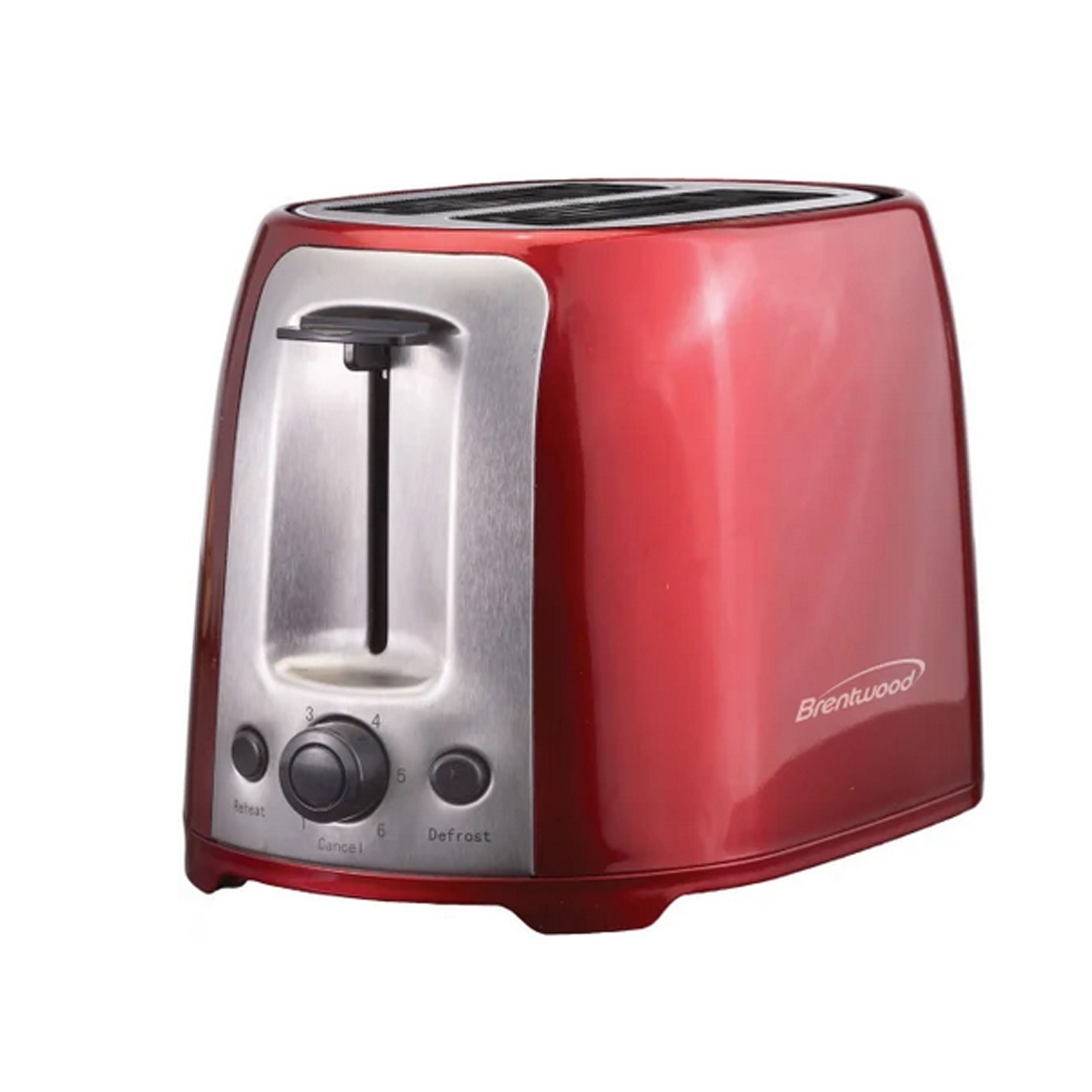 Brentwood 2 Slice Cool Touch Toaster ; Red and Stainless Steel