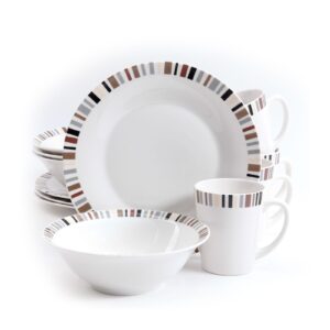 Gibson 12 Piece Lanvale Fine Ceramic Dinnerware Set For 4