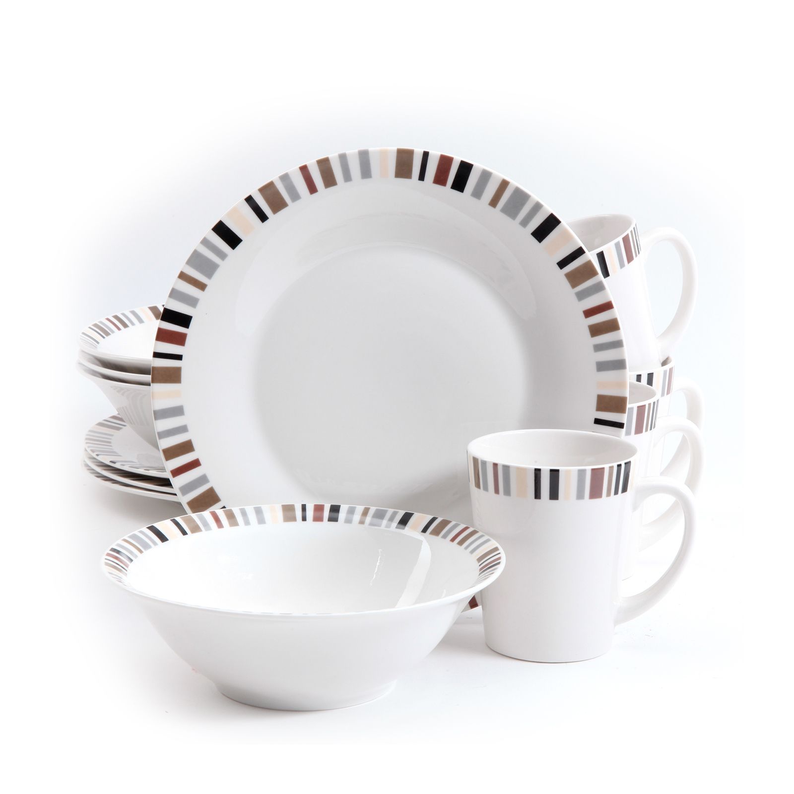 Gibson 12 Piece Lanvale Fine Ceramic Dinnerware Set For 4