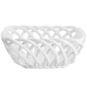 Meritage Modern Prestige 9 Inch Square Dolomite Basket Serving Bowl in White