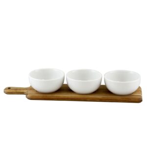 Gibson Gracious Dining 3-Piece Tidbit Bowl Set on Wood Paddle