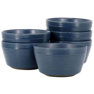 Bee and Willow Milbrook 6 Piece 6 Inch Stoneware Cereal Bowl Set in Blue Speckle
