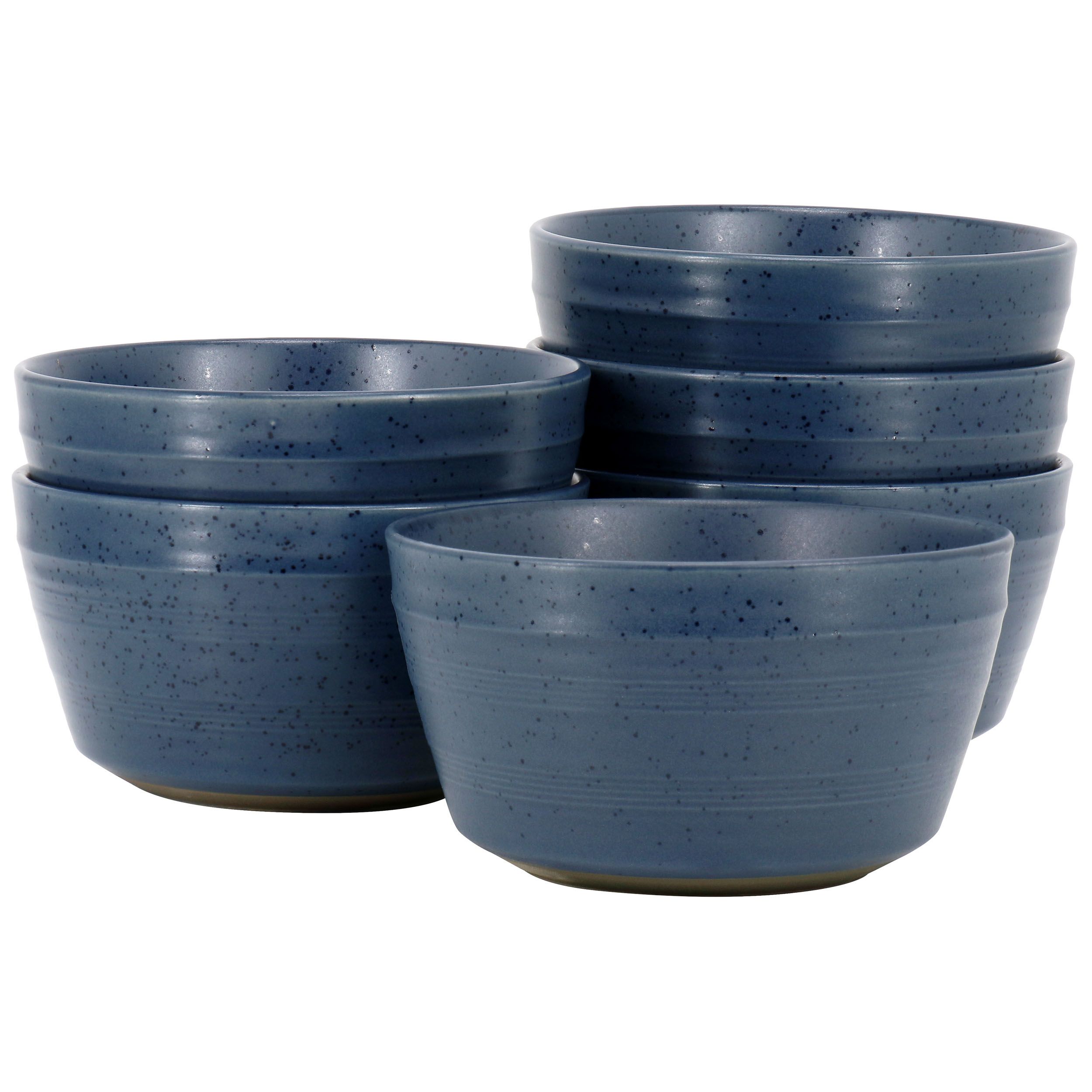 Bee and Willow Milbrook 6 Piece 6 Inch Stoneware Cereal Bowl Set in Blue Speckle