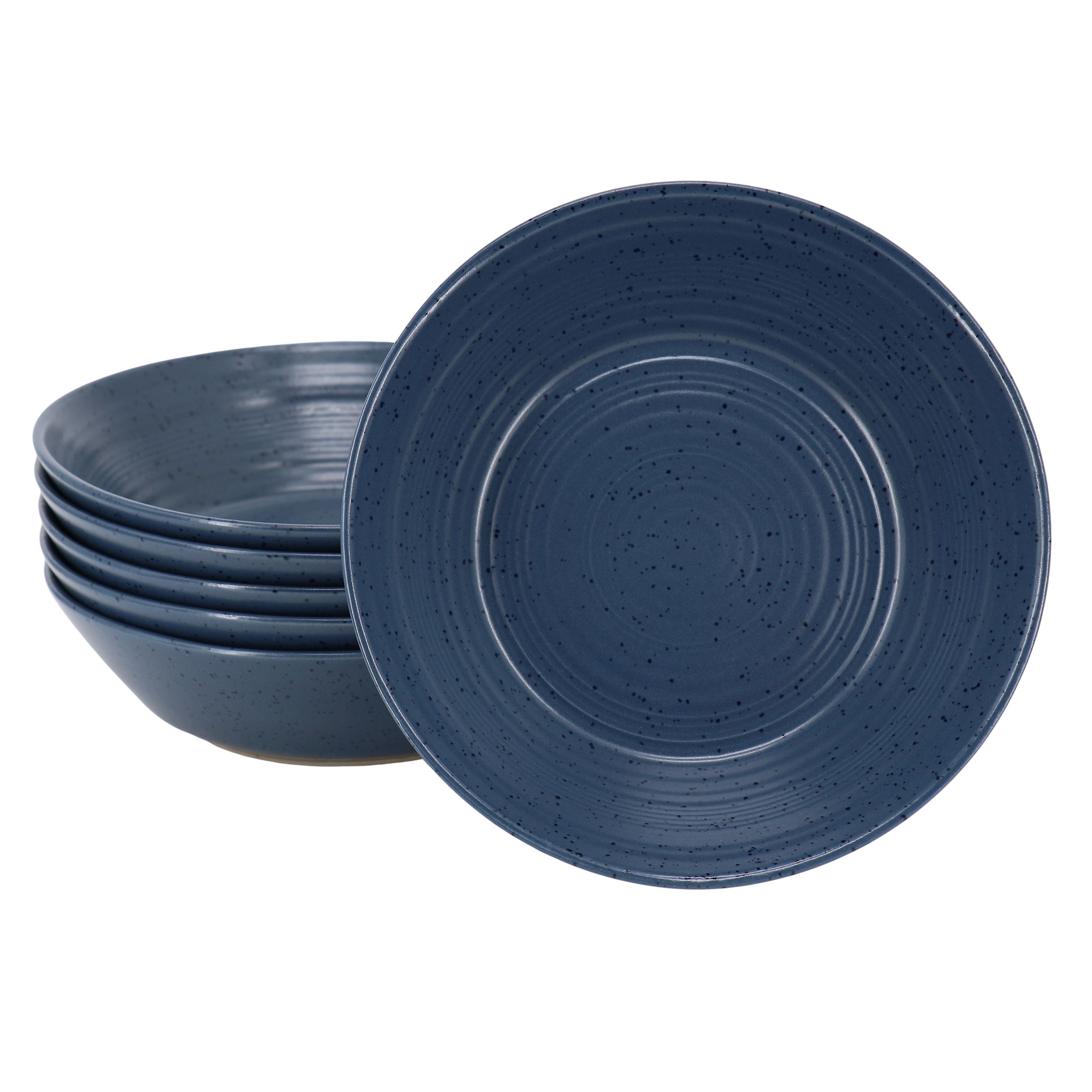 Bee and Willow Milbrook 6 Piece 8 Inch Stoneware Bowl Set in Speckled Blue