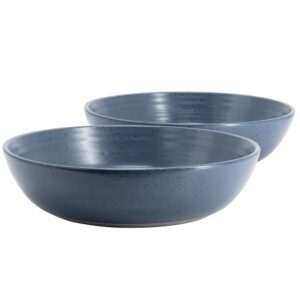 Bee and Willow Milbrook 2 Piece 10 Inch Round Stoneware Serving Bowl Set in Speckled Blue