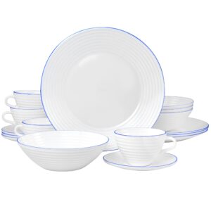 Oster Juego De Vajilla 16 Piece Opal Glass Dinnerware Set in White
