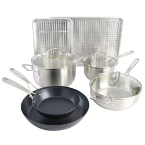 Babish 12 Piece Stainless Steel, Carbon Steel, & Aluminum Essential Cookware Set