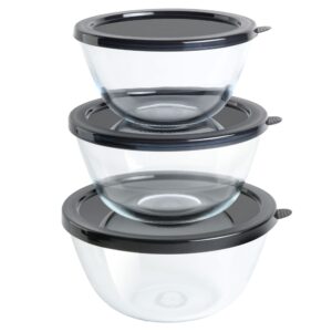 Babish 6 Piece Borosilicate Glass Mixing Bowl Set with Lids
