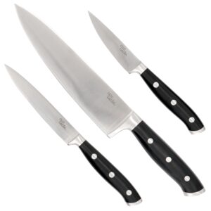 Our Table 3 Piece Triple Riveted High Carbon Stainless Steel Cutlery Starter Set in Black