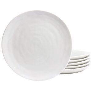 Our Table Simply White 6 Piece 8.75 Inch Organic Round Porcelain Salad Plate Set in White