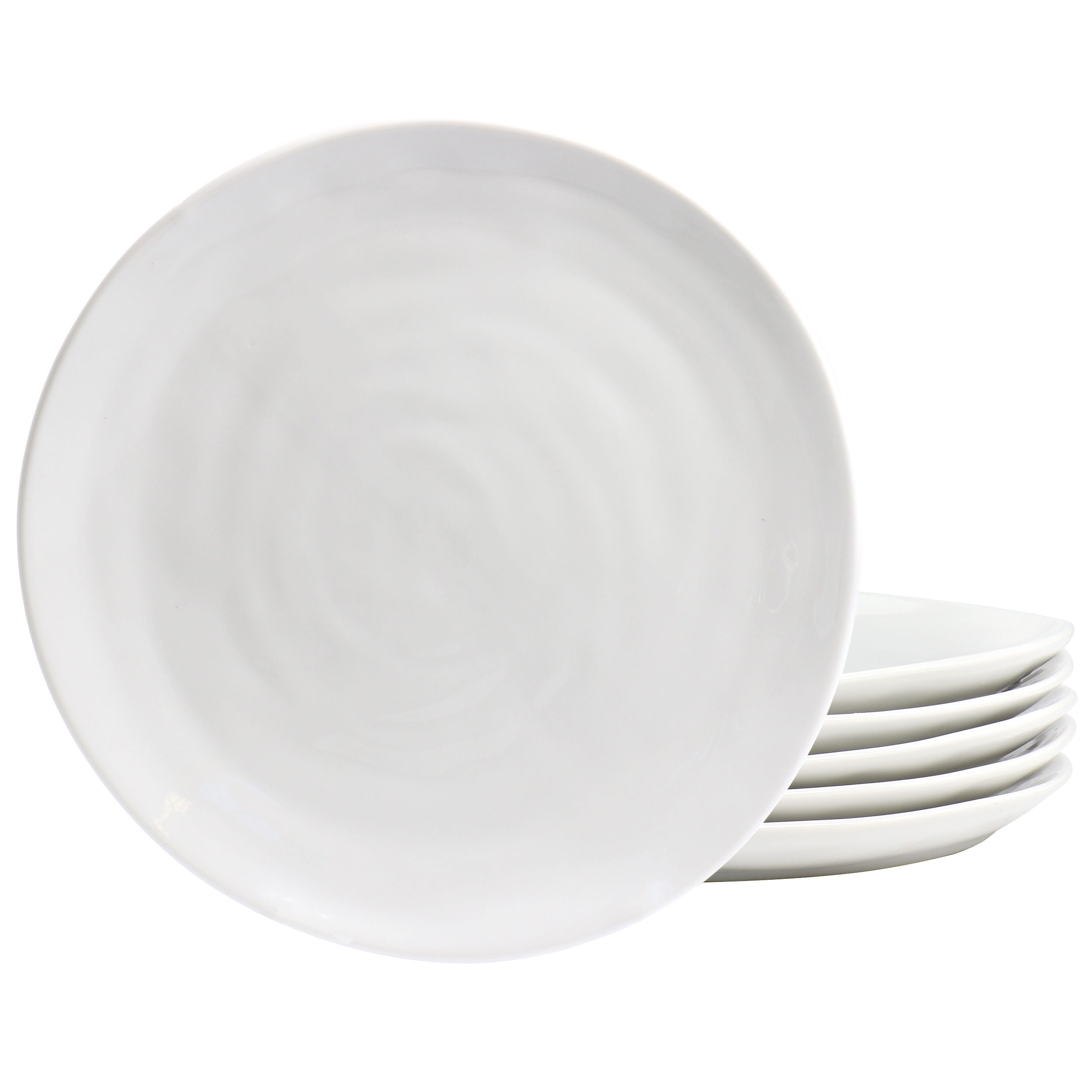 Our Table Simply White 6 Piece 8.75 Inch Organic Round Porcelain Salad Plate Set in White