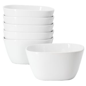 Our Table Simply White 6 Piece 6 Inch Porcelain Soft Square Cereal Bowl Set