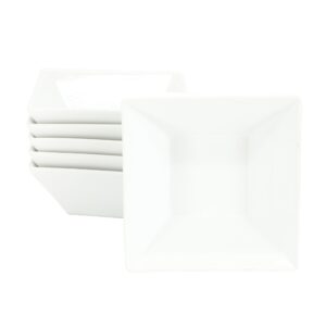 Our Table Simply White 6 Piece 26 Ounce Fine Ceramic Square Soup Bowl Set in White