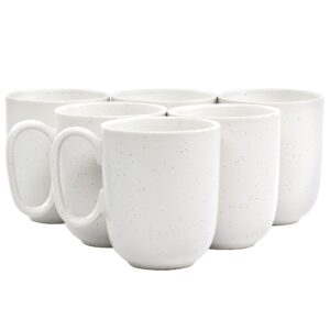 Studio 3B Mio 6 Piece 15 Ounce Round Stoneware Mug Set in Sea Salt White