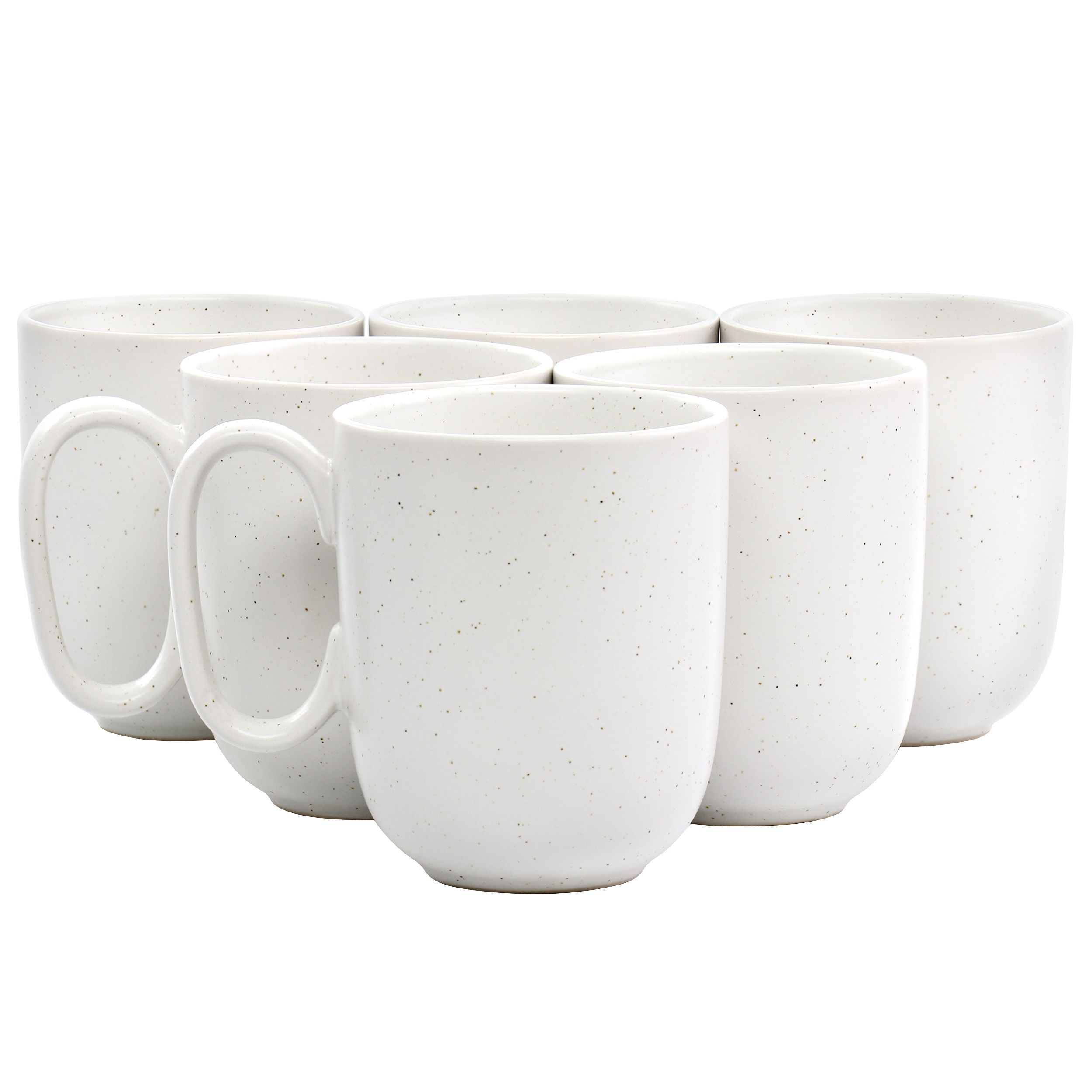 Studio 3B Mio 6 Piece 15 Ounce Round Stoneware Mug Set in Sea Salt White