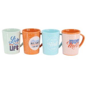 Wanda June Home By Miranda Lambert 4 Piece 15 Ounce Retro Sentiment Stoneware Mug Set