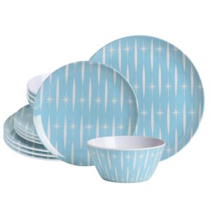 Wanda June Home By Miranda Lambert 12 Piece Melamine Geometric Dinnerware Set in Blue