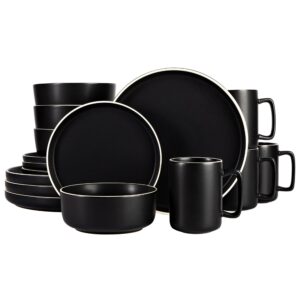 Gap Home 16 Piece Round Stoneware Dinnerware Set in Solid Matte Black