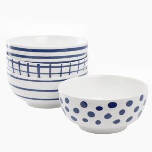 Gap Home 4 Piece 6 Inch Round Fine Ceramic Bowls Set in Assorted Blue