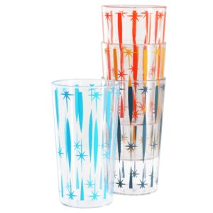 Wanda June Home Retro Renegade 4 Piece 22oz Plastic Tumbler Set in Assorted Colors
