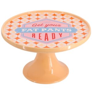 Wanda June Home 10 Inch Ceramic Novelty Decal Cake Stand in Orange