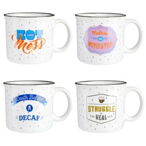 Wanda June Home By Miranda Lambert Game On 4 Piece 18 Ounce Stoneware Camper Mug Set
