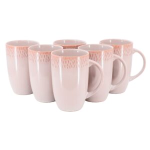 Meritage Jasper 6 Piece 22 Ounce Stoneware Tall Latte Cup Set in Beige