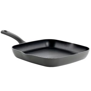Oster Kingsway 11 Inch Aluminum Nonstick Square Grill Pan in Black