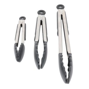 Oster Baldwyn 3 Piece Stainless Steel Kitchen Tongs Set in Black