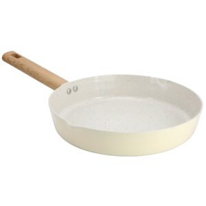 Gibson Home Marbleton Ceramic Nonstick Alumium 11 Inch Frying Pan in Cream