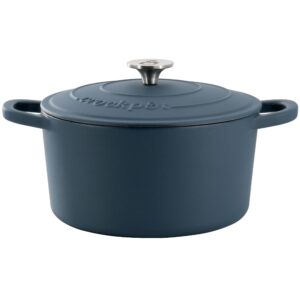 Crockpot Artisan 5 Quart Enameled Cast Iron Dutch Oven in Matte Navy Blue