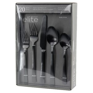 Gibson Elite Earlston 20 Piece Stainless Steel Flatware Set in Black