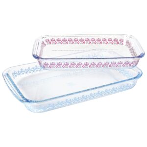 Spice By Tia Mowry 2 Piece 3.1 Quart and 2.3 Quart Glass Baker Set in Blue and Pink
