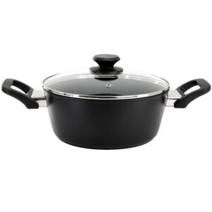 Oster Connelly 4 Quart Textured Nonstick Aluminum Dutch Oven with Lid in Black