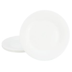Gibson Ultra White Shadow 6 Piece 10 Inch Opal Glass Dinner Plate Set in White