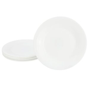 Gibson Ultra White Shadow 6 Piece 7 Inch Opal Glass Dessert Plate Set in White