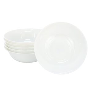 Gibson Ultra White Shadow 6 Piece 6.5 Inch Opal Glass Cereal Bowl Set in White