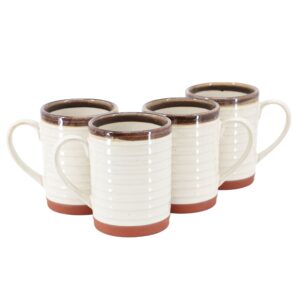Gibson Home Terra Bella 4 Piece 18.5 Ounce Terracota Mug Set in Pearl White