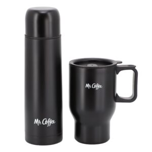 Mr. Coffee Javelin 2 Piece Thermal Bottle and Travel Mug Set in Black