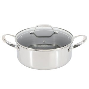 Oster Modessa 4.5 Quart Nonstick Triply Stainless Steel Dutch Oven with Honeycomb Design in Silver