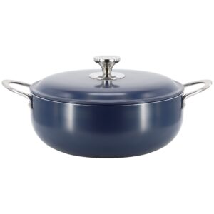 Oster Cartagena 7.4 Quart Nonstick Aluminum Caldero with Lid in Dark Blue