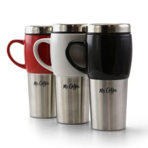 Mr. Coffee Traverse 3 Piece 16 Ounce Stainless Steel and Ceramic Travel Mug in Assorted Colors
