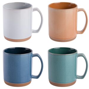 Mr. Coffee Dorsey 4 Piece 17 Ounce Stoneware Mug Set with Terracotta Base in Assorted Colors
