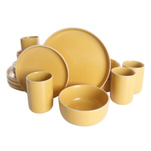 Gap Home 16 Piece Round Stoneware Dinnerware Set in Matte Yellow