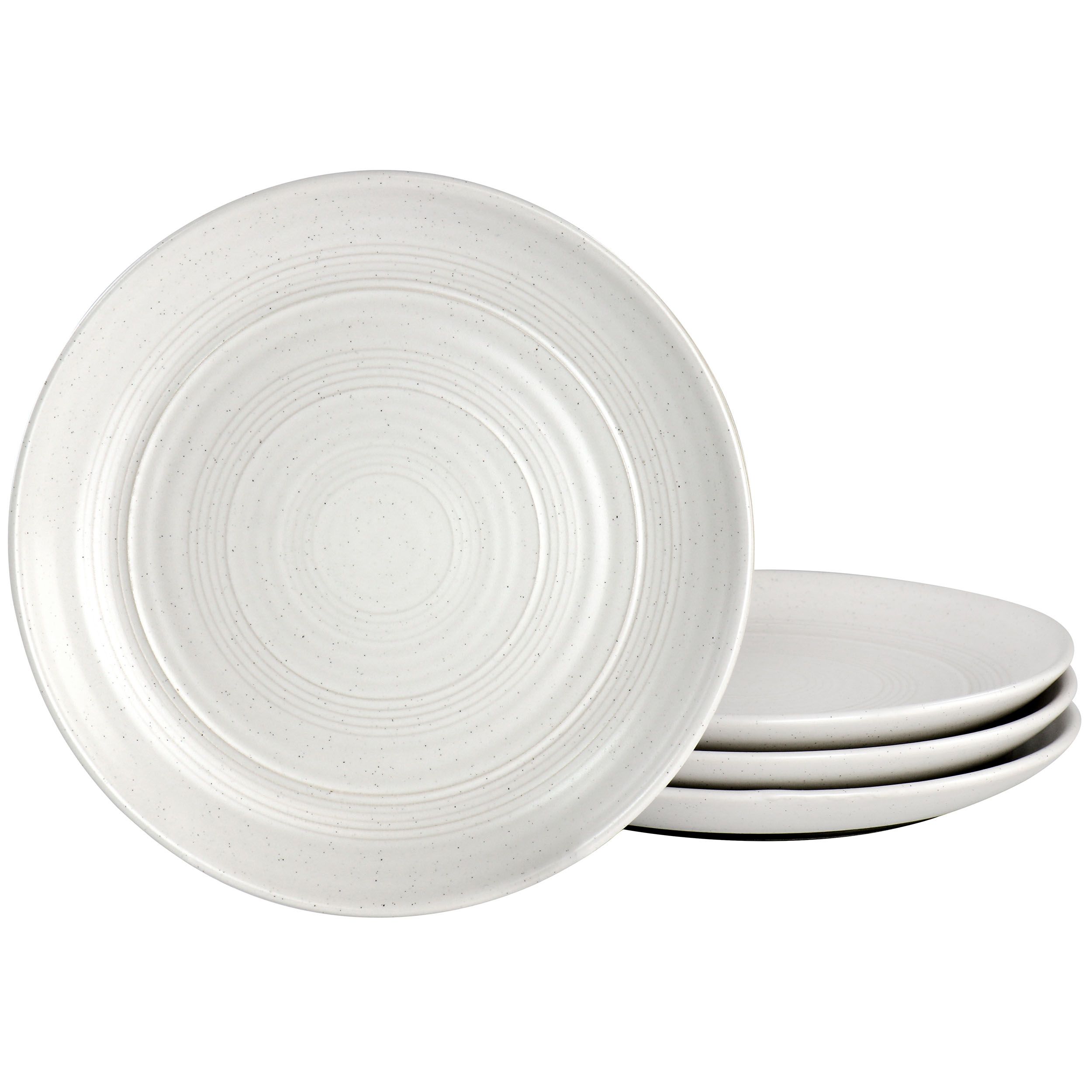 Bee and Willow Home 7 Inch 4 Piece Round Stoneware Appetizer Plate Set in Matte White